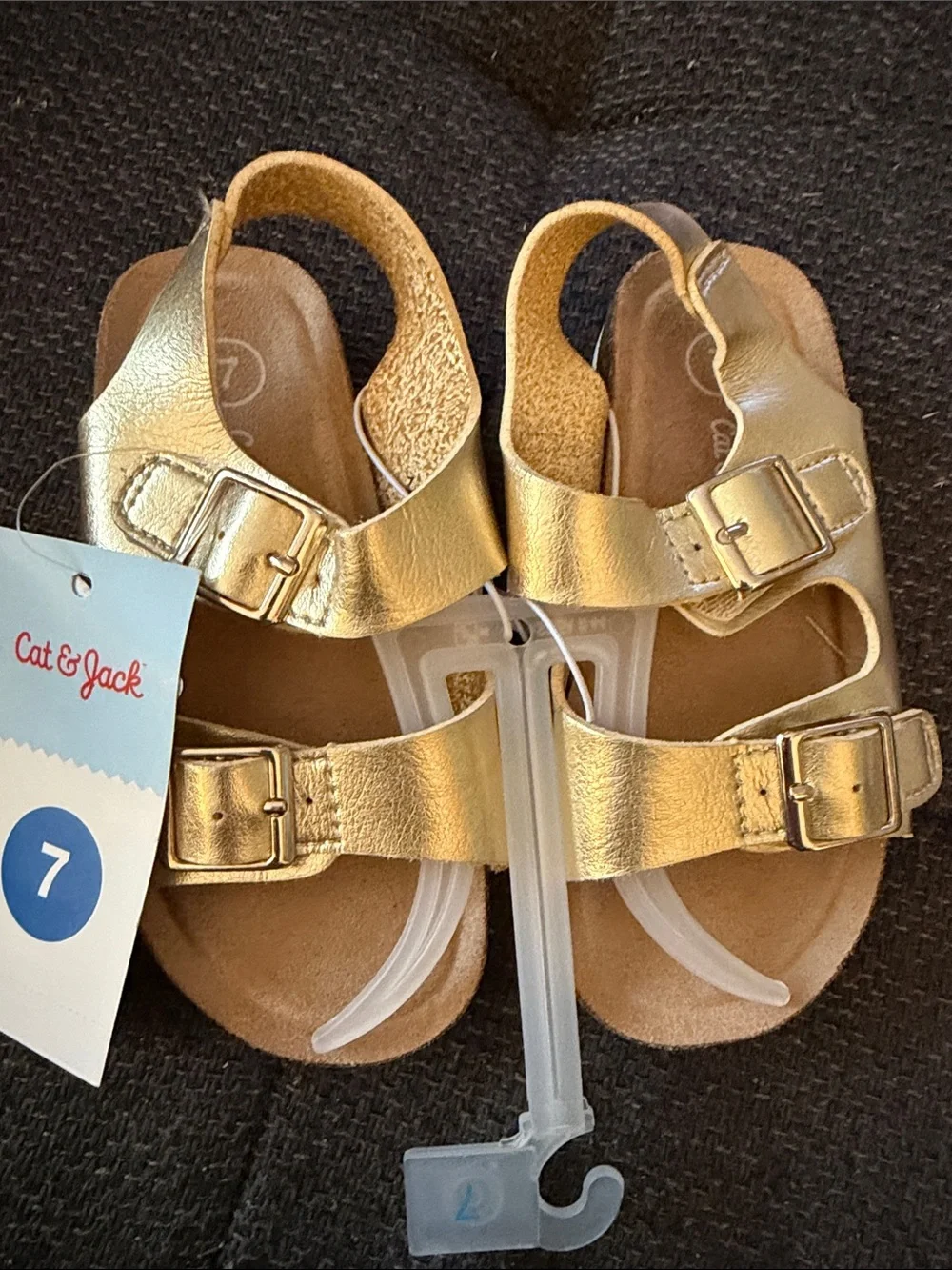 Cat & Jack Gold and Pink Glitter Toddler Adjustable Buckle Sandals